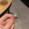 Solitaire Ring Korean Luxury 2023 Brand New Women Zircon Secret Inlaid Ladies Jewelry Square Open WomanGold Plated s Y2303