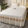 Bed Skirt White Lace Lotus Leaf Lace Bedding Princess Style Solid Color Bedding No Pillowcase Non slip Sheet 230330