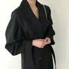 Giacche da donna Trench da donna elegante Autunno Cappotto lungo a doppia apertura Abbigliamento da strada da donna Corea Tempo libero Pista Giacca a vento 230329