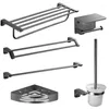 Set di accessori per il bagno Accessori hardware per il bagno in acciaio inossidabile Portasciugamani a parete Supporto per mensola Portarotolo di carta Scopino per WC Grigio