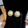 Designer di borchie con doppia lettera di marca per gioielli da donna con orecchini stile vintage con strass di cristallo