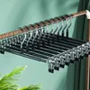 Hangers Racks 10pcs Trouser Pants Organizer Non slip Stainless Steel Clothes Hanger Clip Cabinet Space Saving Drying Rack Sock 230330