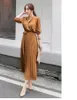 Sıradan Elbiseler Zarif Şifon Uzun Kollu Elbise Kadın Kemeri Dantel A-line Pileli Uzun Elbise Kore Moda Sonbahar Giyim Sokak Giyim 230330