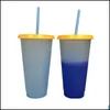 Mokken 24oz temperatuur kleur magie cup herbruikbare koffiemok plastic drinktuimelaars met deksel en st drop levering home tuin keuken dhef6