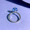 Anello con acquamarina taglio smeraldo 100% vero argento sterling 925 Fedi nuziali per feste per donna Uomo Gioielli di fidanzamento regalo