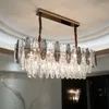 Chandeliers Oval Round LED Postmodern Crystal Leaves Silver Gold Chandelier Hanging Lamp Lighting Lustre For Dining Room