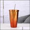 Tumblers 500Ml Stainless Steel Diamond Car Cups Travel Coffee Mug Tea Mugs With Lid And St Gradient Drop Delivery Home Garden Kitche Dhhgc