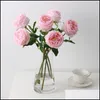 Fleurs décoratives couronnes tige unique Austin Rose Crim hydratant fête Saint Valentin maison salon décorations goutte Dhrsp