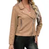 Women's Jackets Short Style Women Jacket Lapel Outfit Autumn Pockets Turn-down Collar Cardigan Zipper Streetwear Bike Coat