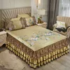 Bed Skirt Luxury Lace Smooth Cool Summer Bedding Ice Silk Mattress Home BeddingPillowcase Bedding Lce Silk Embroidery Bedding 230330