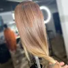 Accessoires de coiffure de couches 200 densité en dentelle transparente complète Perruque à cheveux humains avant ombre Blonde linéaire droite perruques frontales pour les femmes synthétiques pré -cuées