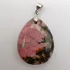 Pendant Necklaces Natural Rhodonite Stone Teardrop Lucky Jewelry S408