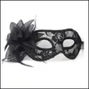 Party Masks Y Black White Red Women Feathered Venetian Masquerade For A Masked Ball Lace Flower 3 Colors Drop Delivery Home Garden F Dhfm1