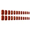 False Nails 24pcs Artificial Heart Shape Fake Red Mid-length Bride Detachable Glossy Patch Acrylic Nail Products