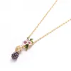 Pendant Necklaces Cute Little 3D Vole With Pearl Raspberries Have Flowers And Green Leaves Enamel Field Mouse Necklace