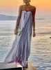 Casual jurken 2023 Chique boho mouwloze borst wrap beach elegant off schouder feest lange jurk mode vrouwen satijnen slingeren los