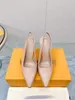 2023 fashion Women Shoes Pumps High Heels Sexy Pointed Toe Pearl Mules Slingback Runway Spell Color Wedding Party -050