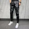 Men's Jeans Winter Thick Warm PU Leather Pants Men Clothing 2023 Simple Big Pocket Windproof Casual Motorcycle Trousers Black Plus Size 230330
