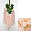 Dekorativa blommor Wisteria Artificial Hanging Garland Vine Rattan Fake Violet Tak Flower String For Home Garden Wedding Office Decor