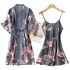 Ropa de dormir para mujer Vestido de rayón para mujer, 2 piezas, vestido de novia para mujer, vestido de novia, vestido de novia de encaje, kimono sexy, vestido de noche para baño, pijama informal 230330