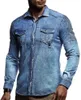 Chemises décontractées pour hommes à manches longues à carreaux pour hommes chemise habillée marque Denim Style carreaux Slim léger élastique Jeans Cowboy