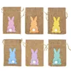 Present Wrap 6st Linen Easter Bag Spring Party Bunny Candy Cookie Packing Bags Kids Birthday Decoration Favor Rabbit Pouch 230330