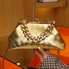 Sac à main en cuir tissé poignée de chaîne épaisse sac de boulette nouveau Design sac à bandoulière pour les femmes sacs à main de luxe fête Cluth