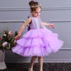 Mädchenkleider Rosa PaillettenBrautjungfernkleid Mädchen Blume Ballkleid Kinder Offener Rücken Hochzeit Festzug Erstkommunion