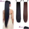 Synthetic Wigs Long Silky Straight Ponytails Clip In Pony Tail Heat Resistant Fake Hair Wrap Round Hairpiece 3032 Inch Drop Delivery Dhv8Z