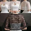 Schals Damen Braut Hochzeit Blumen Spitze Wickelschal Perspektive Stickerei Prom Bolero Achselzucken Strass Schnalle vorne offen Stola Cape