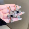 Ohrstecker Gothic Steampunk Stil Kreative Strass Kreuz Ohrring Für Mädchen 925 Silber Exquisite Muster Schmuck