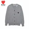 Designer Men's Sweaters CDG Play Com Des Garcons Red Hearts Women's Sweater Button Wool Red CrewNeck Cardigan Size S