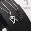 Couple Collier Coeur Brisé 2 pcs Clé Médaillon Papa Maman T'aime Pendentif Collier Double Couleur Amis Famille Amoureux Bijoux Cadeau GC2000