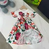 23ss платье для девочек платья для девочек платье детская дизайнерская одежда бренд круглый шею сплайсинг
