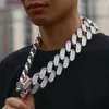 40 mm Homie Custom Vitguldpläterad Big Men Dubbellager Baguette Kubansk Link Chain Halsband