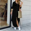 Casual Dresses Long Shirt Dress Autumn Women Sleeve Maxi Laides Turn down Collar Office Loose Sundress Robe ue 230330