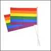 バナーフラッグ ゲイプライドフラッグ プラスチックスティック レインボーハンド アメリカンレズビアン Lgbt 14 X 21 Cm ドロップデリバリー ホームガーデン お祝いパーティー用品 Dhvlz