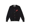 Designer Men's Sweaters CDG Com Des Garcons Play Women's Red Hearts Sweater Red Button Wool V Neck Cardigan Size XL