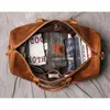 Duffel Bags Luxury Travel Men Vintage Hand Bagage Brown äkta läder Stor kapacitet Business Man Weekender Shoulder Bag