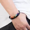 Charm Armband Fashion Chakra Armband för kvinnor Män naturliga stenpärlor äkta läder rostfritt stål Men juvelry julklapp