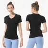 Women's Align Yoga Short Sleeve Solid Nude Sports Tight Fitness Loose Jogging Sportswear 1.0 2.0 T-shirt da donna di alta qualità