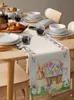 Table Runner Easter Rabbit Egg Duck Linen Table Runner Wedding Decoration Blowout Proof Rectangular Table Runner Decoration 230329