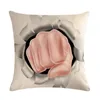 Pillow 45cmx45m Stick Figure Fist Pattern Linen Comfortable Cover Home Sofa Decorative Decor