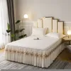 Bed Skirt White Lace Lotus Leaf Lace Bedding Princess Style Solid Color Bedding No Pillowcase Non slip Sheet 230330