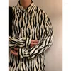 Men's Casual Shirts 2023 Spring Streetwear Harajuku Chic Oversized Mens Korean Fashion Zebra Striped Button Up Long Sleeve Shirt Men