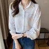 Blouses Femmes Chemisier en soie femmes hauts blancs Style coréen Streetwear Y2k Chemise à manches longues pour femmes tenue de bureau Camisa De Mujer Chemise