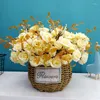 Decorative Flowers 14 Head Persian Rose Artificial Silk Small Bouquet Flores Home Party Spring Wedding Decoration Fake Flower