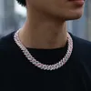 Ankomst lyxiga höfter humle 13 mm isad ut bling regnbåge cz kubansk kedja halsband hiphop för män smycken fabrikspris