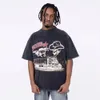 Erkek Artı Tees Yüksek Sokak Kısa Kollu Harf Graffiti Baskı Erkekler için Yıkanmış Tişörtleri Yaz Pamuk Vintage En Tees Büyük Boy