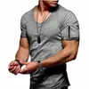 Tamanho plus size s-5xl masculina camiseta em colo elástico de decote em vocas curtas de coloração de coloração curta derramada